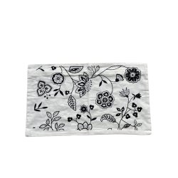 Blomstret pudebetr�k hvid/sort 