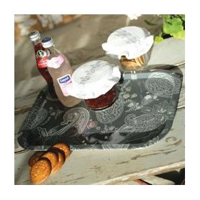 Metalbakke m/paisley 40x30cm