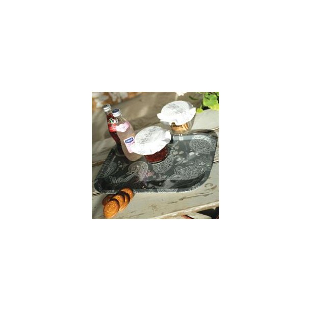 Metalbakke m/paisley 40x30cm