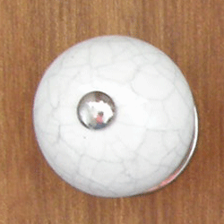 Porcelnsknop - hvid krakkeleret m/slv 4cm