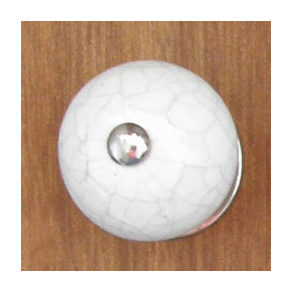 Porcelnsknop - hvid krakkeleret m/slv 4cm