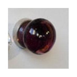 Knop, lilla/glas, oval. 