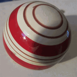 Porcelnsknop - Rd m/striber 