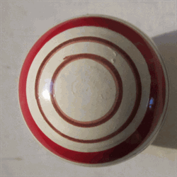 Porcelnsknop - Rd m/striber 