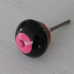 Porcelnsknob - Sort/Lyserd