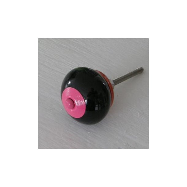 Porcelnsknob - Sort/Lyserd