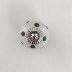 Porcelnsgreb - Hvid m/grnne prikker 