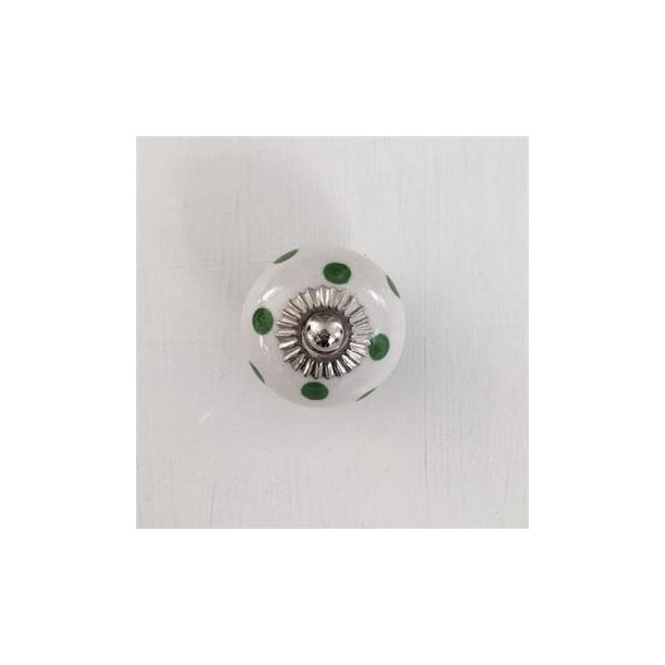 Porcelnsgreb - Hvid m/grnne prikker 