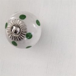 Porcelnsgreb - Hvid m/grnne prikker 