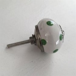 Porcelnsgreb - Hvid m/grnne prikker 