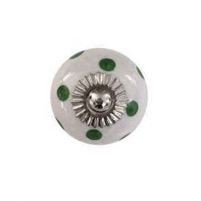 Porcelnsgreb - Hvid m/grnne prikker 