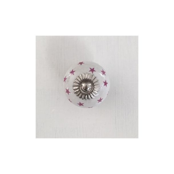 Porcelnsgreb - Hvid m/lilla stjerner 