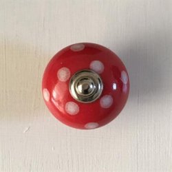 Porcelnsgreb - Rd m/hvide prikker 