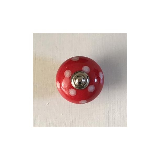 Porcelnsgreb - Rd m/hvide prikker 