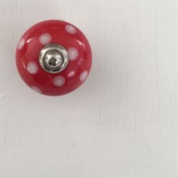 Porcelnsgreb - Rd m/hvide prikker 