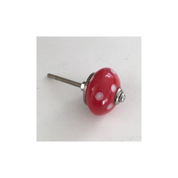 Porcelnsgreb - Rd m/hvide prikker 